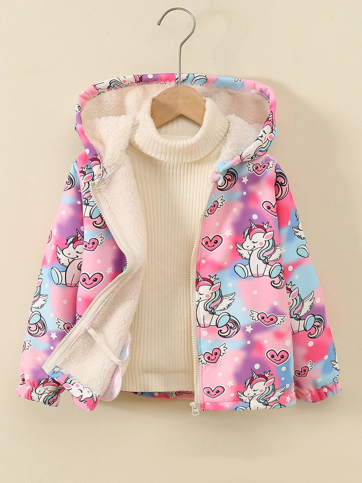 New Winter Girls Jacket Tie Dye Fashion Keep Warm Little Princess Coat Hooded Zipper Girls Outerwear Birthday Gifts Kids Clothes