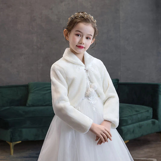 2 3 4 5 6 8 10 12 Years Girls Plush Jacket Autumn Keep Warm Little Princess Cloak Shawl Christmas Birthday Party Kids Clothes