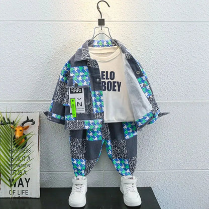 Children's Clothes Set Spring Autumn Jacket Pants Two Piece Boys Denim Set 2024 New Baby Fashion Clothing Suit