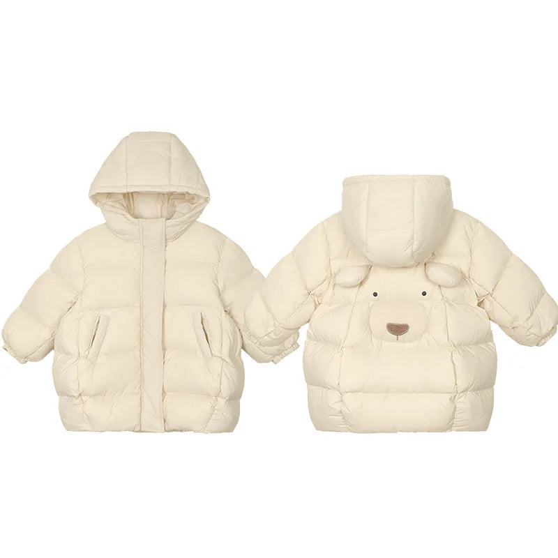 Chaqueta de algodón para bebé, nuevo estilo de invierno 2025 grueso y elegante para niña, bonito abrigo de invierno con dibujos animados para bebé femenino