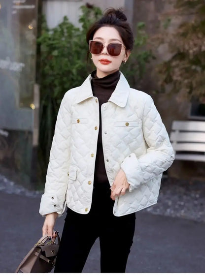 Chaqueta Corta Ligera de Algodón para Mujer, Talla Pequeña, Acolchada, para Invierno, con Cierre de Cremallera, Estilo Moderno