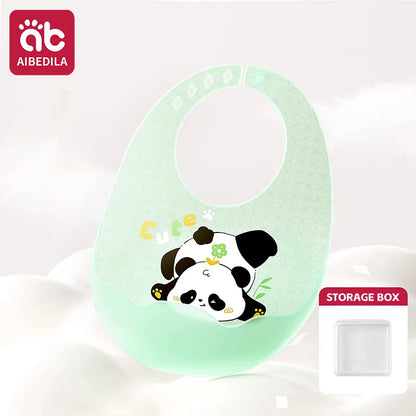 Babero de Silicona AIBEDILA, Impermeable, Ajustable, de Grado Alimenticio, con Diseño de Dibujos Animados, Paño de Regurgitación para Bebés, Niños y Niñas