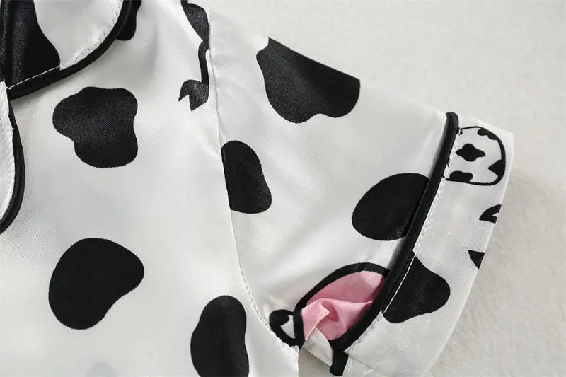 Conjuntos de pijamas para niños y niñas, camiseta de manga corta de vaca de dibujos animados, Tops con pantalones, ropa de dormir para bebés pequeños, Pijamas