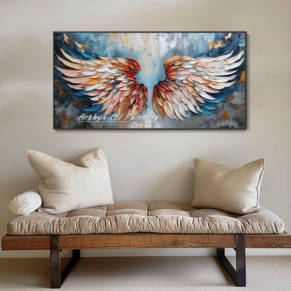Arthyx, pintura al óleo abstracta pintada a mano con cuchillo y efecto 3D de alas sobre lienzo, pósteres con textura, cuadros grandes para pared, decoración moderna para el hogar + paquete Switch In Art completo