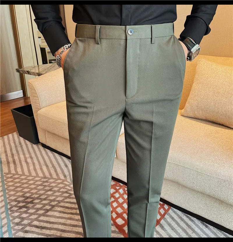 Camisas de vestir de negocios para hombres, pantalones ajustados de traje Social de oficina informal, pantalones de fiesta de boda de alta calidad, ropa de otoño e invierno