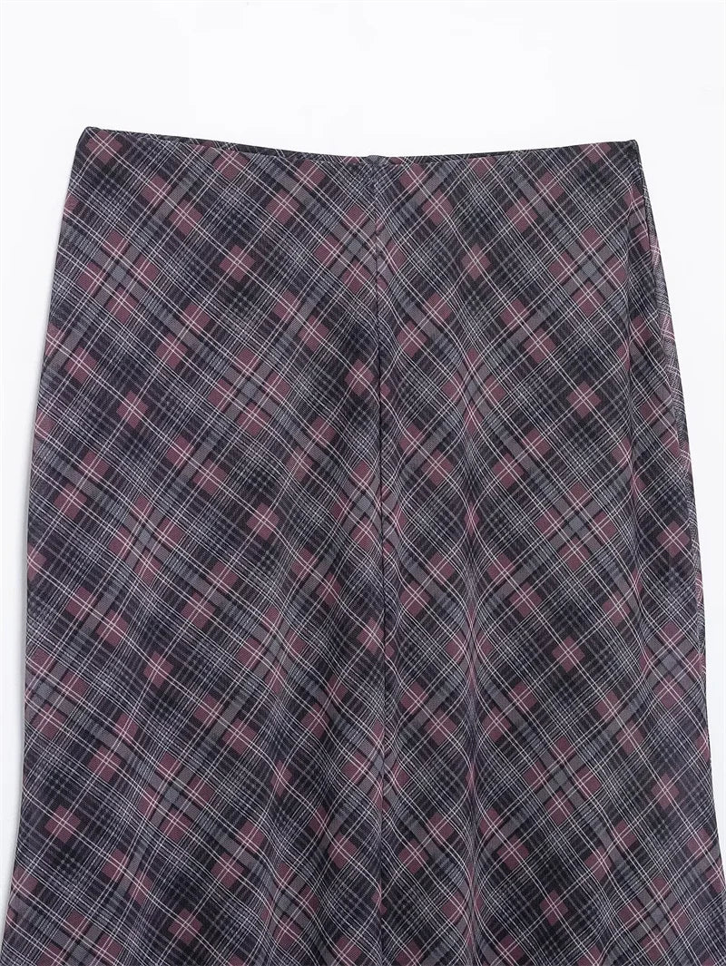 Falda Midi de Tul a Cuadros Estilo Británico BANA, Falda Ajustada de Cintura Alta para Mujer, Primavera Verano, Estilo OL, Fa...