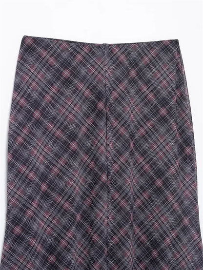Falda Midi de Tul a Cuadros Estilo Británico BANA, Falda Ajustada de Cintura Alta para Mujer, Primavera Verano, Estilo OL, Fa...