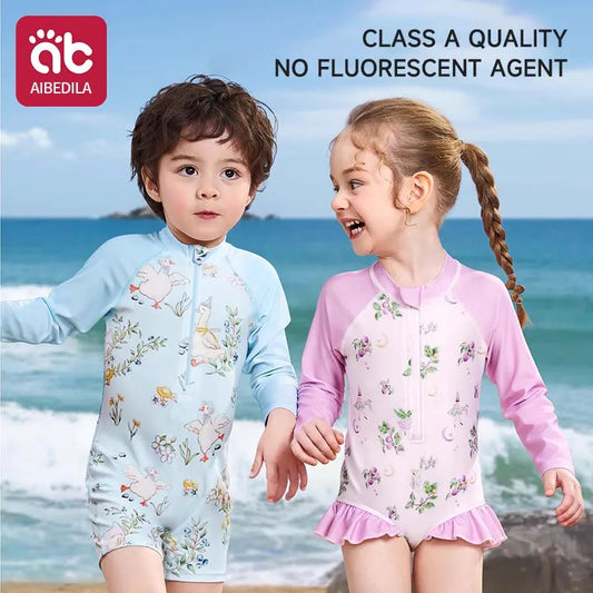 Traje de baño de manga corta para bebés y niños pequeños, conjunto de traje de baño de manga corta con cuello redondo y protector solar, verano