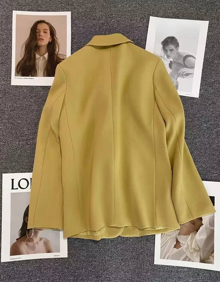 Green Suit Jacket Women's Fashionable Versatile Spring Autumn Polyester Commute Style Regular Thickness Online Exclusive