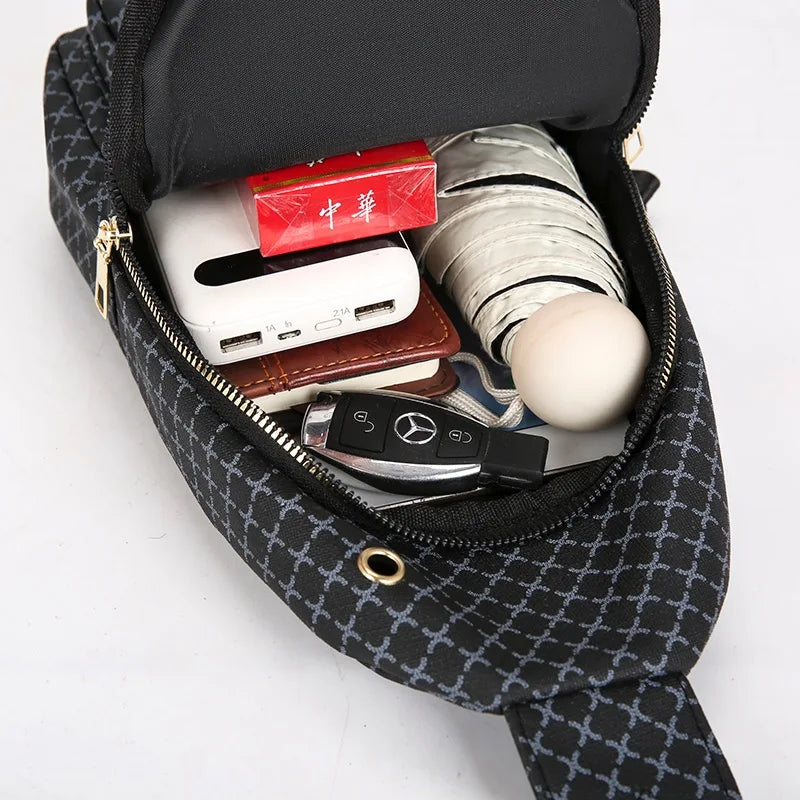 Bolso de pecho de cuero PU ligero con múltiples bolsillos para hombre, bolso cruzado informal Unisex, adecuado para desplazamientos diarios, bolso de hombro