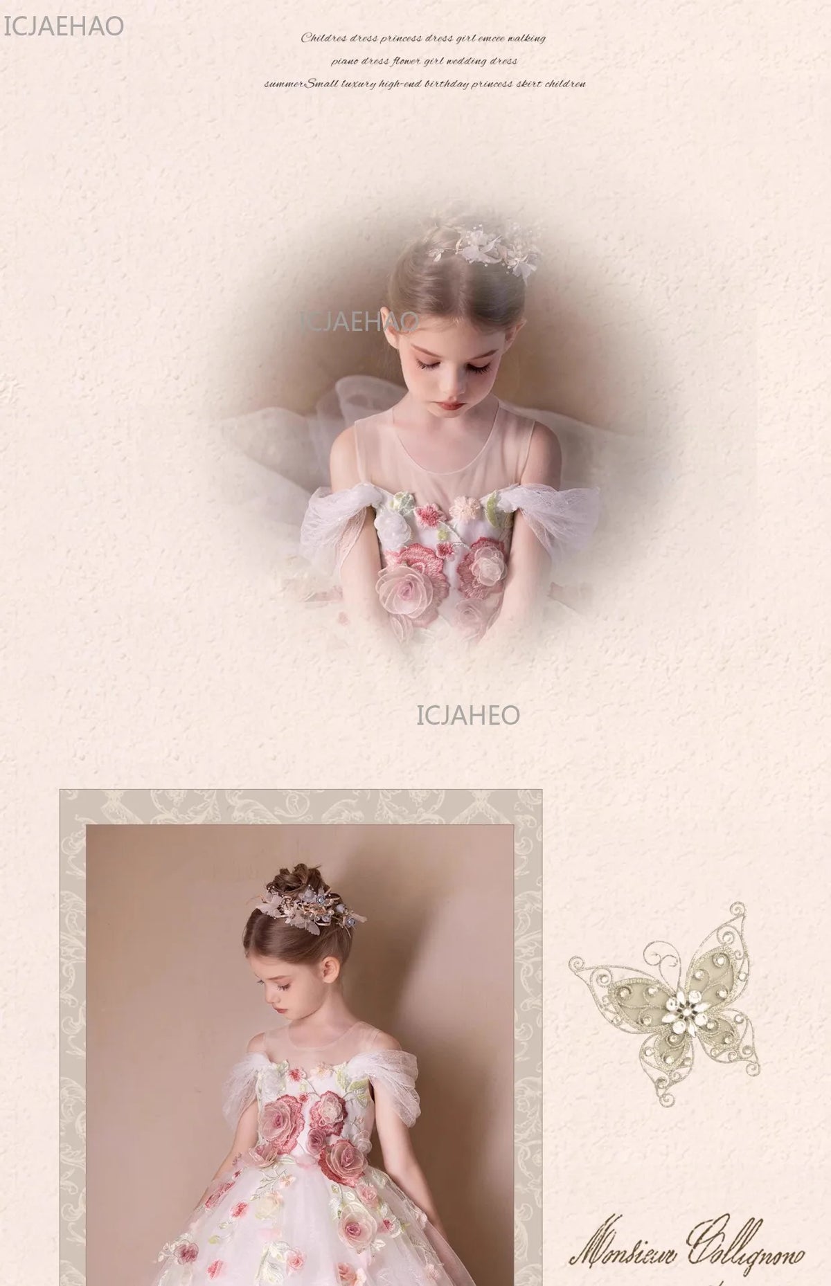 Vestido de Fiesta Blanco para Niña, Modelo 2026, con Flores, para Bodas, Cumpleaños, Eventos, Presentaciones, Piano, Princesa, Celebraciones Formales