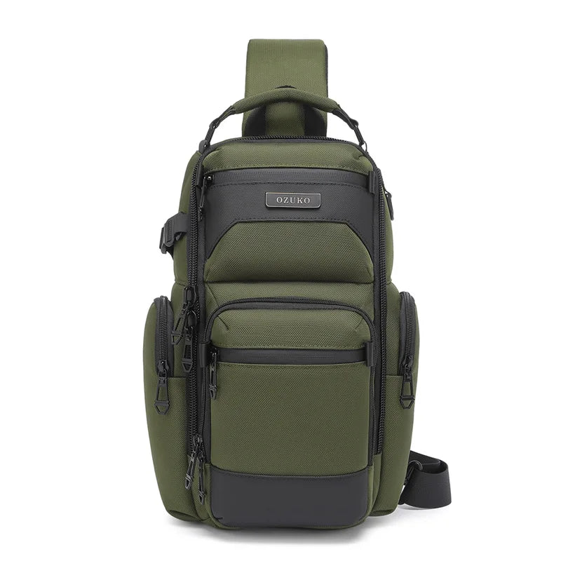 Bolso de pecho OZUKO, elegante bolso cruzado multifuncional, bolso cruzado de viaje ligero e impermeable para hombre