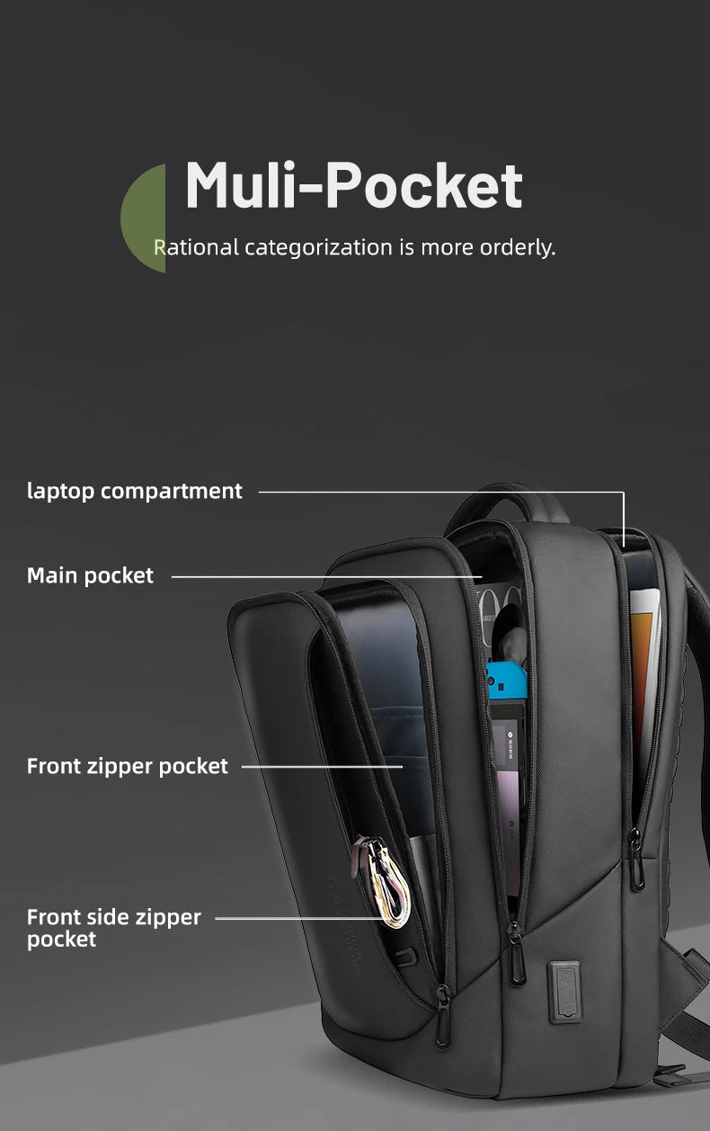 HK-Bolso para ordenador portátil de diseño para hombre, mochilas escolares impermeables para niños universitarios, mochila de viaje deportiva de negocios para hombre con carga USB