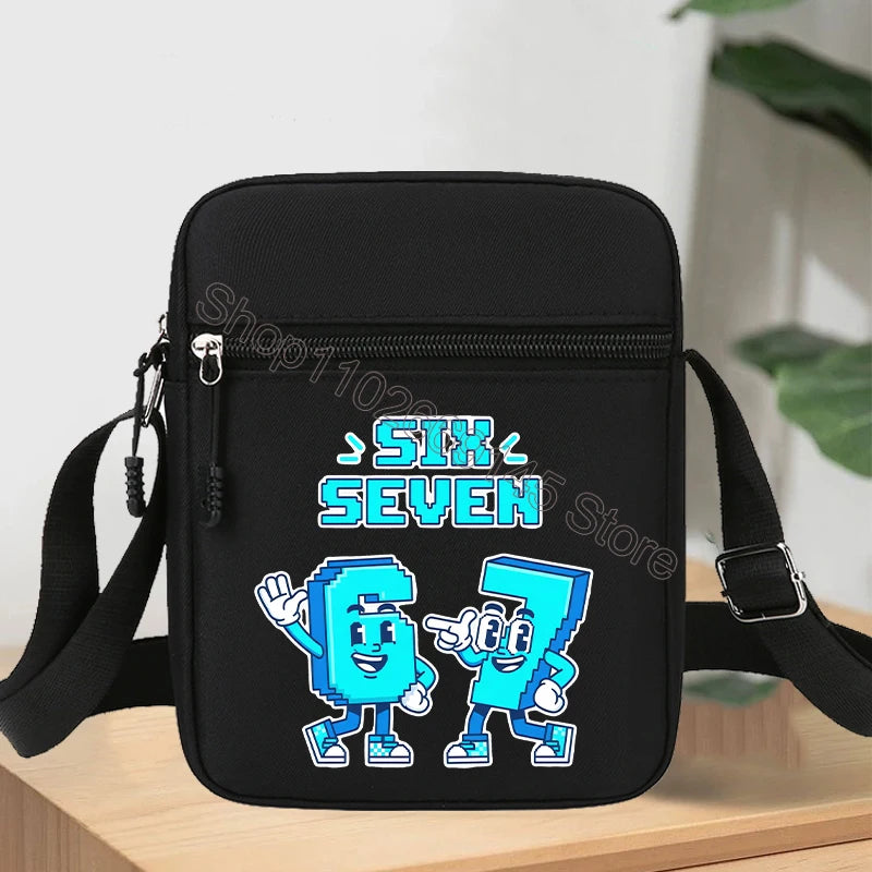 67 seis siete bolsos de hombro robalo un Brainrot personaje de dibujos animados impreso bolsos cruzados niños bolso bolsa de almacenamiento regalos de navidad