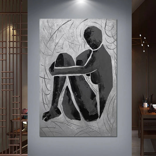 Conjunto de paneles de decoración de pared para Bar, figura abstracta hecha a mano, imagen negra, pintura al óleo, arte sin marco sobre lienzo, + Paquete Switch In Art completo