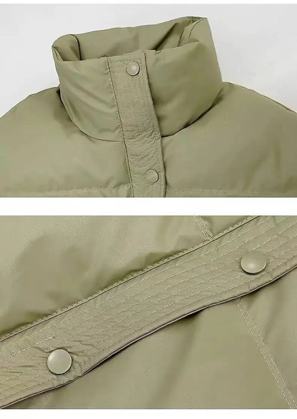 Nueva Chaqueta Corta de Mujer 2024 de Cuero PU Grueso con Relleno de Algodón, Estilo Abrigo Acolchado Cálido de Invierno, Ide...
