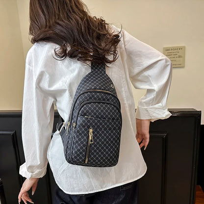 Bolso de pecho de cuero PU ligero con múltiples bolsillos para hombre, bolso cruzado informal Unisex, adecuado para desplazamientos diarios, bolso de hombro