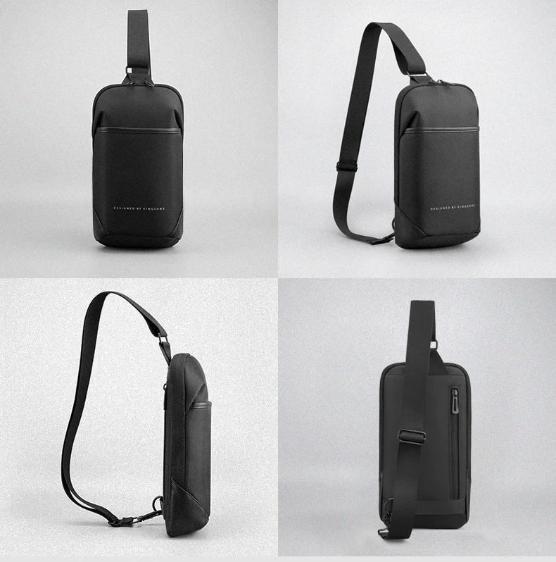 Kingsons, bolso cruzado para hombre, Kingsons, moda negra, bolso de hombro impermeable para hombre, bolso de pecho informal para niño