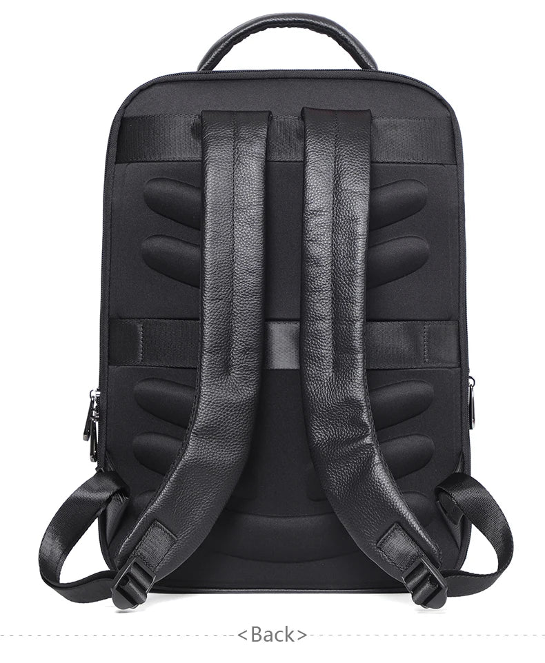 Mochila 100% de cuero de vaca Natural para ordenador portátil de 15,6 pulgadas, Mochila USB para hombre, bolso de viaje de cuero genuino, Mochila grande para niños