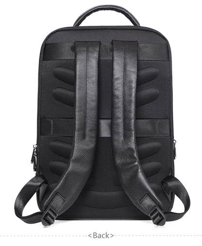 Mochila 100% de cuero de vaca Natural para ordenador portátil de 15,6 pulgadas, Mochila USB para hombre, bolso de viaje de cuero genuino, Mochila grande para niños