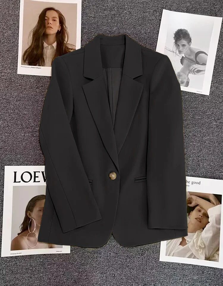 Green Suit Jacket Women's Fashionable Versatile Spring Autumn Polyester Commute Style Regular Thickness Online Exclusive