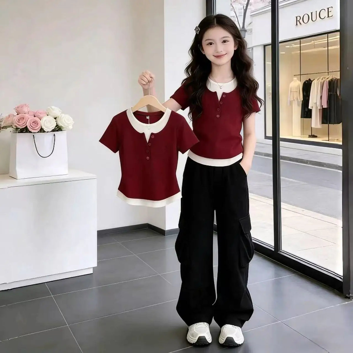 Camiseta de Manga Corta con Cuello Redondo para Niños, Estilo 2026, Corte Ajustado, Informal, Moda Infantil, Mezcla de Algodó...