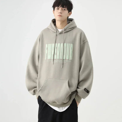 Sudaderas con capucha con estampado de espuma y letras de otoño para hombre, novedad de 2025, sudaderas con capucha Vintage de lana de algodón de gran tamaño, ropa de calle Y2K