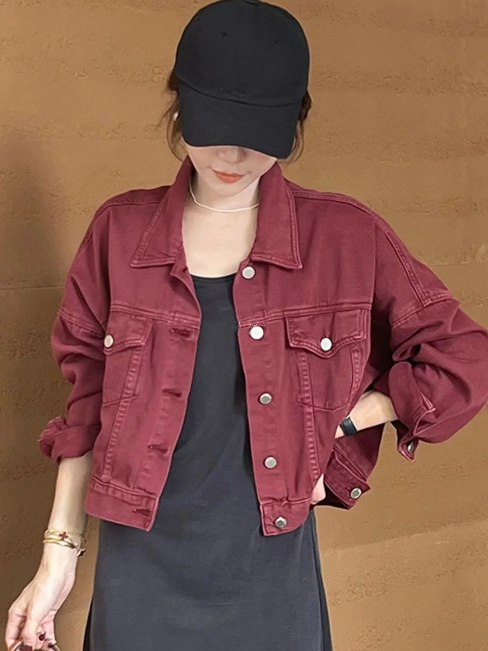 Chaqueta vaquera marrón para mujer, chaqueta informal versátil de estilo coreano de corte corto, chaqueta de primavera y otoño