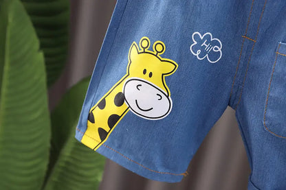Ropa de verano para niños, camiseta de dibujos animados, pantalones cortos, 2 unids/set, trajes deportivos de ocio para niños pequeños, chándales de algodón para bebés de 0 a 5 años