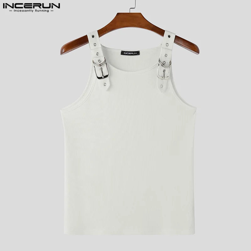 Fashion Men Tank Tops Casual Style Tops INCERUN New Style Men's Mesh Vests Streetwear Solid Color Casual Men Clothing S-5XL