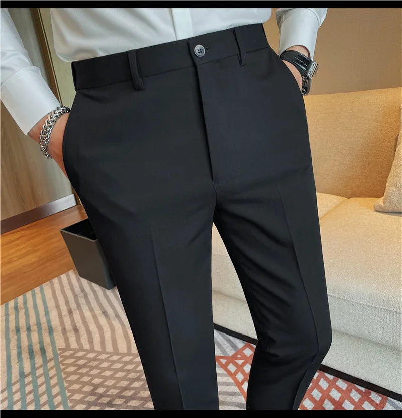 Camisas de vestir de negocios para hombres, pantalones ajustados de traje Social de oficina informal, pantalones de fiesta de boda de alta calidad, ropa de otoño e invierno