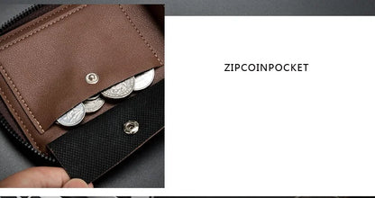 Nueva cartera de moda para hombre, monedero de cuero PU con cremallera, billeteras cortas de estilo Retro para hombre, tarjeteros, almacenamiento de monedas, monedero