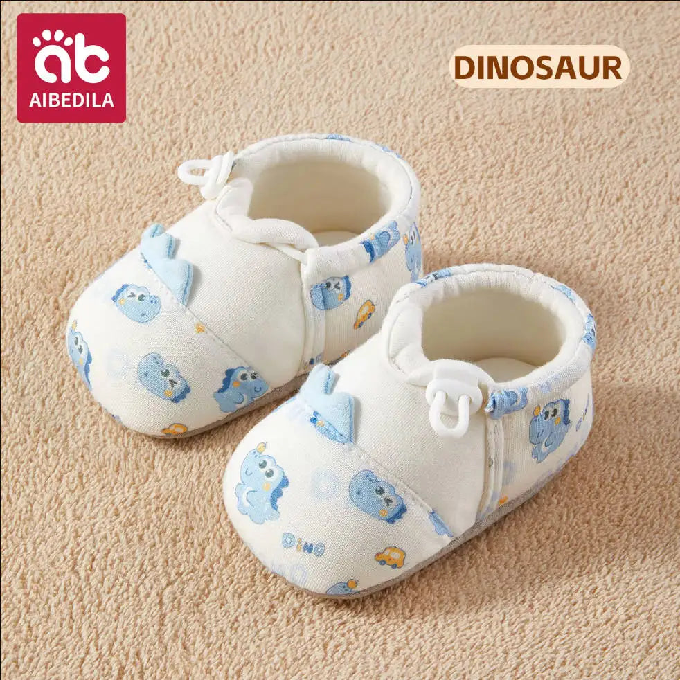AIBEDILA, zapatos para caminar para niños, zapatos con patrón de animales de dibujos animados para recién nacidos, zapatos cálidos antideslizantes para el suelo, zapatos para niños y niñas de otoño de 10-12cm
