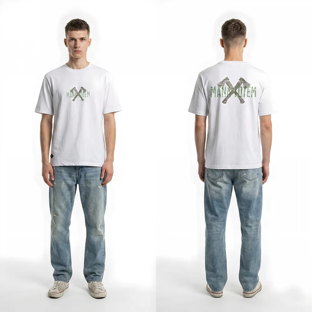 Men's T-shirt Print "AX" Face & Back Short Sleeve T Shirt Summer Casual Tops 100% cotton Fashion Slim Basic Tops Fabric Package