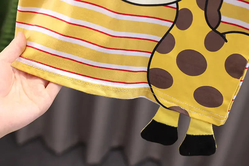 Ropa de verano para niños, camiseta de dibujos animados, pantalones cortos, 2 unids/set, trajes deportivos de ocio para niños pequeños, chándales de algodón para bebés de 0 a 5 años