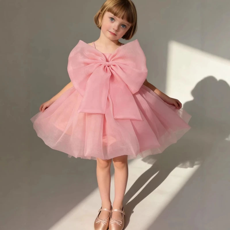 Vestido Formal de Verano 2026 para Niñas, Vestido de Tul Rosa para Niñas, Traje de Princesa para Fiesta de Primer Cumpleaños, Disfraz de Gala