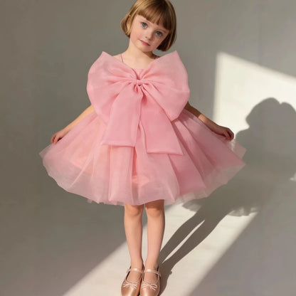Vestido Formal de Verano 2026 para Niñas, Vestido de Tul Rosa para Niñas, Traje de Princesa para Fiesta de Primer Cumpleaños, Disfraz de Gala