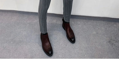 Pantalones de traje a rayas para hombre, pantalón de vestir Social para oficina de negocios, informal, ajustado, para boda, 2022