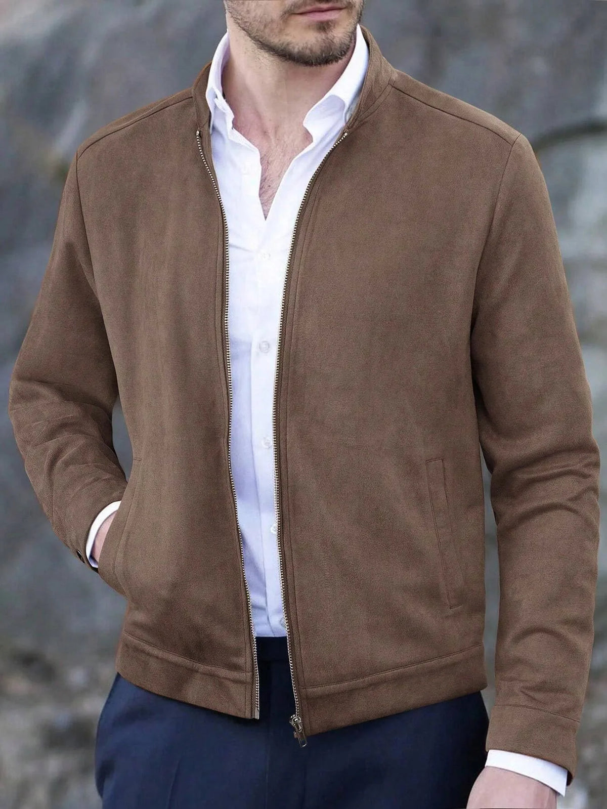 Autumn Winter Slim Fit Stand Collar Jackets Men Business Casual Zipper Solid Outwear Male Fashion Office Jacket Coat Cardigan