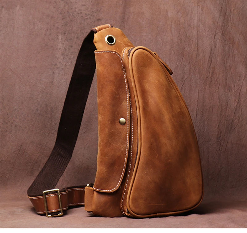 Guro-bolso de pecho de viaje de cuero genuino de alta calidad para hombre, satchel de lujo, cruzado de tendencia Vintage, bolsos de tirantes para deportes al aire libre de fin de semana