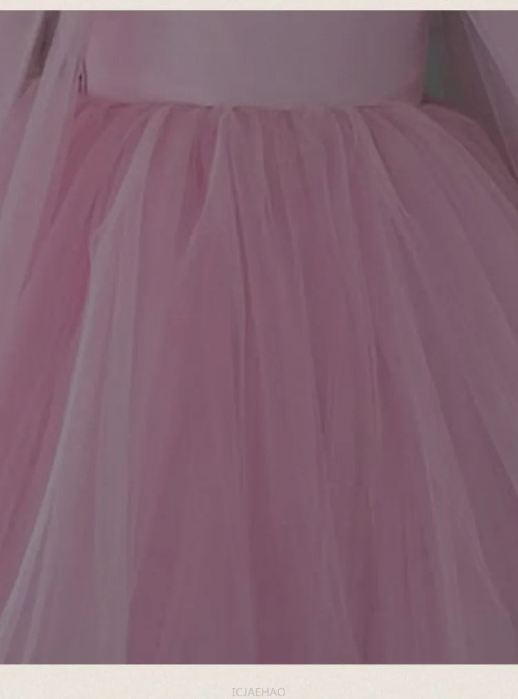 Vestido de boda para niños, vestidos de boda rosas con flores para niñas, ropa para niños, actuación de Piano, presentador, vestido de fiesta de cumpleaños de princesa, disfraz