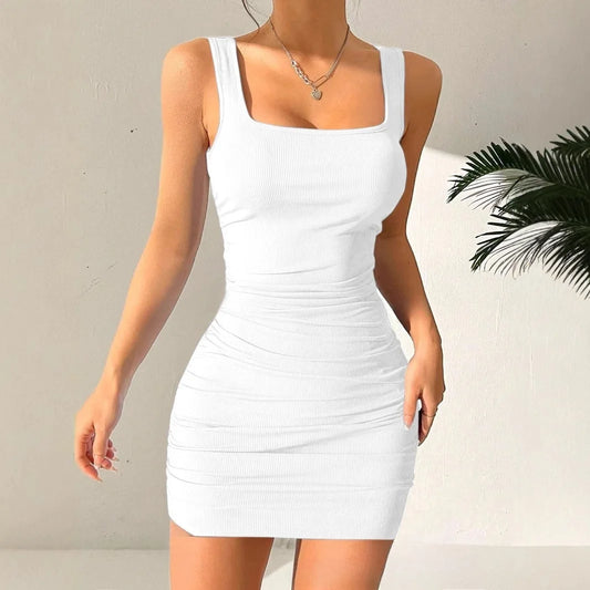 Vestido Elegante Strapless para Mujer | Slim Fit Sin Mangas de Fibra de Leche – Colección Verano 2025