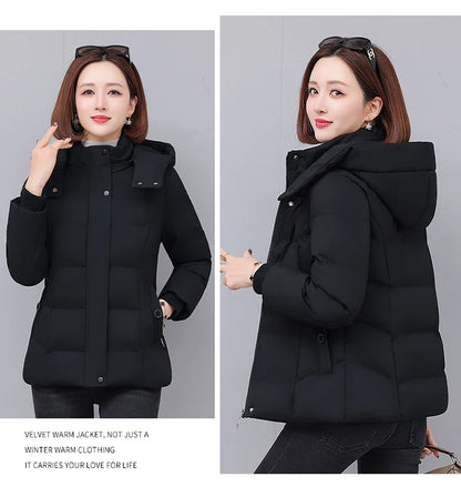 Chaqueta de algodón con forro polar grueso para mujer ENYW, abrigo informal holgado de invierno, ropa cálida para mamá, manga...