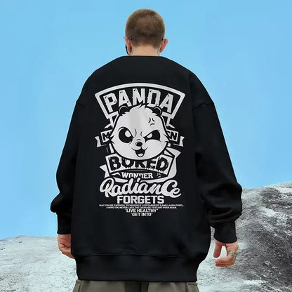 Otoño Anime Panda impreso sudaderas hombres nueva ropa de calle de gran tamaño pulóver con capucha Hip Hop Y2K Vintage sudaderas para hombres