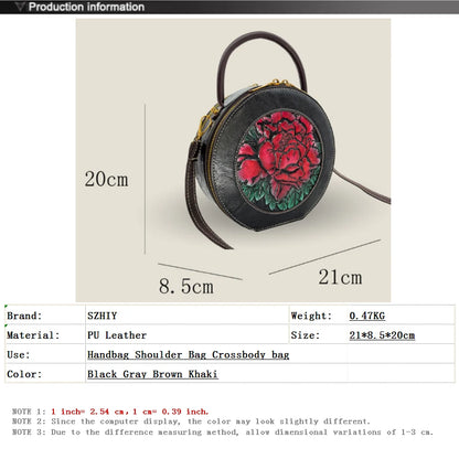 Bolso de diseñador de lujo para mujer, bolso de hombro de estilo chino Retro con relieve 3D de flores, bolso cruzado para gifls, nuevo bolsillo redondo para teléfono