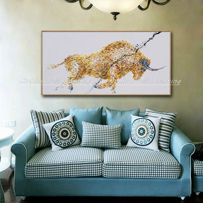 Arthyx, pintura al óleo de toro abstracta con textura acrílica sobre lienzo, imágenes artísticas modernas hechas a mano para decoración del hogar y sala de estar + paquete Switch in Art completo