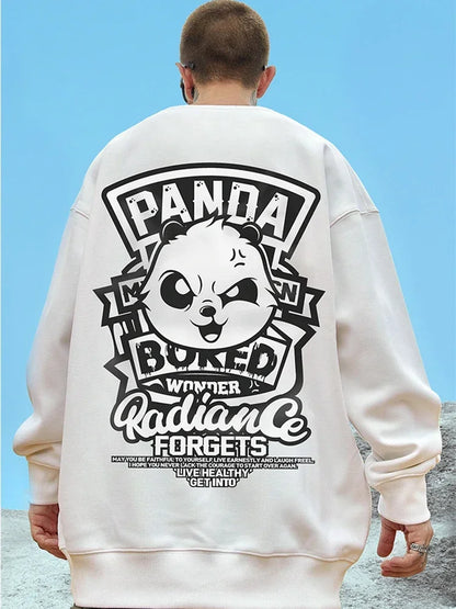 Otoño Anime Panda impreso sudaderas hombres nueva ropa de calle de gran tamaño pulóver con capucha Hip Hop Y2K Vintage sudaderas para hombres