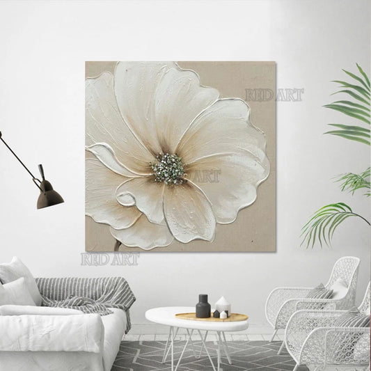 Cuadro de gran tamaño para decoración de hotel, pintura al óleo de peonía sobre lienzo, cuadro de pared pintado a mano, arte abstracto con cuchillo, arte acrílico, obra de arte nórdica