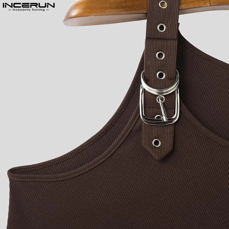 Fashion Men Tank Tops Casual Style Tops INCERUN New Style Men's Mesh Vests Streetwear Solid Color Casual Men Clothing S-5XL