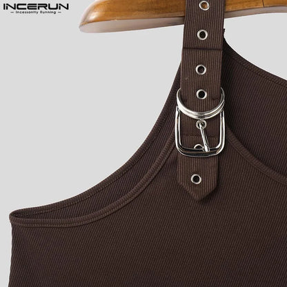 Fashion Men Tank Tops Casual Style Tops INCERUN New Style Men's Mesh Vests Streetwear Solid Color Casual Men Clothing S-5XL